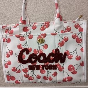 Coach White and Red Cherry Tote